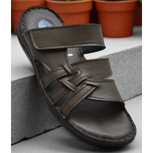 Jel Taban 057 Tam Ortopedik Günlük Hakiki Deri Erkek Terlik Içi Dışı Hakiki Deri