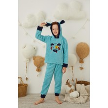 Erkek Çocuk Peluş Polar Pijama Takımı - Kapüşonlu 43310