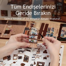 Emirgan Seyahat İzleri Mini Kitap Köşesi (Book Nook) DIY Kit – Ahşap Minyatür Kitaplık Dekoru, LED Işıklı Kendin Yap Hobi Seti