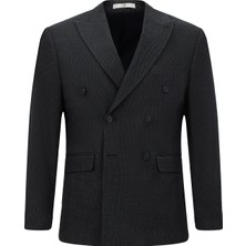 Regular Fit Desenli Likralı Kruvaze Ceket