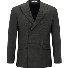 Regular Fit Desenli Likralı Kruvaze Ceket