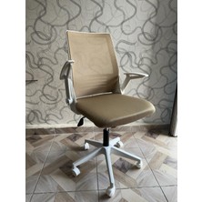 Pacers Katlanır Kollu Çalışma Sandalyesi | Ofis ve Bilgisayar Koltuğu | Cappuccino Kumaş - Beyaz Kollar