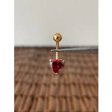 Aida Jewelss 316 L Cerrahi Çelik Parlak Zirkon Taşlı Kalp Modeli Göbek Piercingi