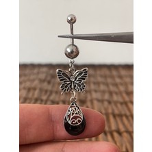 Aida Jewelss 316 L Cerrahi Çelik Siyah Kelebek Göbek Piercingi