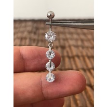 Aida Jewelss 316 L Cerrahi Çelik Parlak Sıra Taşlı Özel Tasarım Göbek Piercingi
