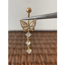 Aida Jewelss 316 L Cerrahi Çelik Özel Tasarım Kelebek Modeli Göbek Piercingi