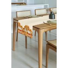 Sonbahar Ev Manzarası Açık Turuncu Tonlu Lazer Kesim Runner 43X55CM