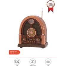 Torima Bluetooth Hoparlör Nostaljik Radyo Kablosuz Speaker D58 Kahverengi