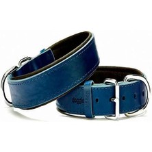 El Yapımı Konforlu Deri Köpek Tasması 3,5X45-50 cm Mavi