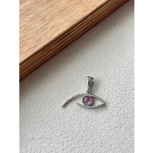 Aida Jewelss 925 Ayar Gümüş Turmalin Taşlı Göz Modeli Gümüş Kolye Ucu