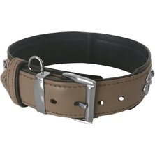 Deri Doğal Taşlı Köpek Boyun Tasması 28-33 cm X-Small Taba