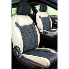 
renault Megane 3 ile Uyumlu Lüx Deri Süet Oto Koltuk Kılıfı Ön Arka Takım Premium Bej Siyah