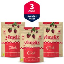 Freeze Dried 3'lü Avantaj Paketi Çilek Kuru Meyve Cipsi - Dondurularak Kurutulmuş Çilek 15GX3