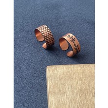 El Yapımı %100 Bakır 2 Li Tasarım Yüzük Ayarlanabilir Bakır Yüzük Unisex Bakır Yüzük