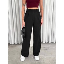 Kadın Bol Paça Pantolon – Yüksek Bel & Astarsız Rahat Kesim