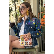 Özel Tasarım El Boyaması Desenli Oversıze Denim Kot Ceket – Kadın