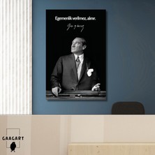 Tekli Dikey Kanvas Makam Panosu Atatürk Sözleri Egemenlik Verilmez Alınır.