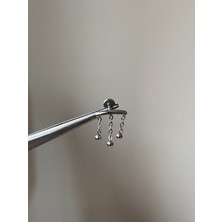 316 L Cerrahi Gümüş Renk Çelik Toplu Zincir Detaylı Sallantılı Kıkırdak Piercingi