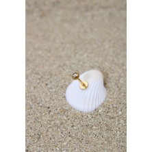 Piercing Cerrahi Çelik Piercing Zirkon Taşlı Kıkırdak Tragus Conch Gold Renk Tek Taşlı Klasik