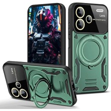 Newface Xiaomi Redmi Note 13 Pro Plus Joy Lens Standlı Kapak - Koyu Yeşil Zrnet