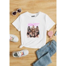 Manifest Baskılı Tişört, Oversize Unisex Beyaz Tişört Çocuk / Yetişkin