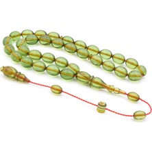 Ebu Sırr Imzalı Beyzi Kesim Açık Yeşil Sıkma Kehribar Tesbih