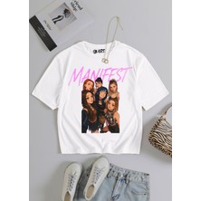 Manifest Baskılı Tişört, Oversize Unisex Beyaz Tişört Çocuk / Yetişkin
