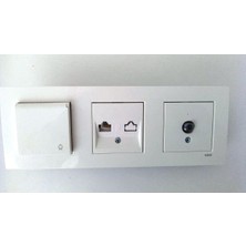Viko Karre Beyaz 3lü Set Tv Uydu Prizi(F Konnektör) Numeris(Telefon Prizi) Kapaklı Priz