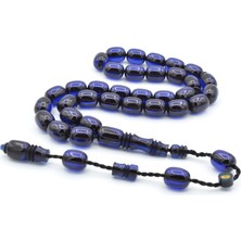 Ebu Sırr Imzalı Tombul Beyzi Kesim Iri Boy Lacivert Katalin Tesbih