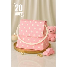 Bymeyla 20 Adet Konsept Özel Tasarım Pembe Puantiyeli Desenli Hediye Kutusu Çanta Boş Karton Hediye Paketi Hediyelik