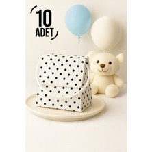 Bymeyla 10 Adet Konsept Özel Tasarım Beyaz Puantiye Desenli Hediye Kutusu Çanta Boş Karton Hediye Paketi Hediyelik