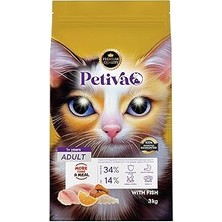 Petiva Yetişki Kediler Içi Balık Etli Kuru Maması (3 Kg, Balık)