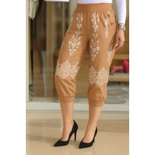 Arben Boutique Kadın Beli Lastikli Etnik Desenli Kapri Süprem Pantolon