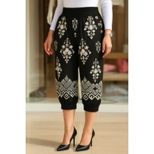 Arben Boutique Kadın Beli Lastikli Etnik Desenli Kapri Süprem Pantolon