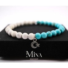 Doğu Türkistan Temalı Doğal Taş Bileklik(Havlit :sakinleştirici Firuze : Nazar)