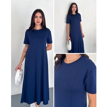 Kadın Bisiklet Yaka Modal Kumaş Elbise