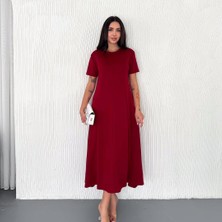 Kadın Bisiklet Yaka Modal Kumaş Elbise