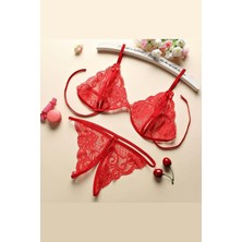 İmoda Kadın Kırmızı Dantelli Sütyen Külot Takımı Set Durumu ile Şık ve Rahat Tasarım