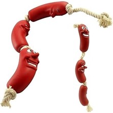 Sosis Şeklinde Köpek Oyuncağı Dayanıklı Yumuşak Silikon Isırma Oyuncağı Diş Temizliğine Ya