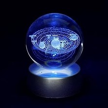 3D Işıklı Gezege Cam Küre Dekoratif Hediyelik