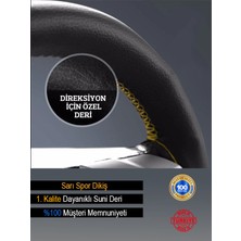 Fiat Bravo Özel Süper Deri Direksiyon Kılıfı Dikmeli Sarı Spor Dikiş