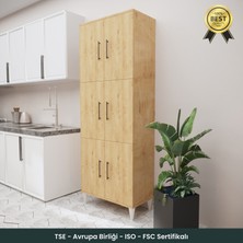 B3CONCEPT Geniş Hacimli 6 Kapaklı 6 Raflı Çok Amaçlı - Kolay Kurulum - Mutfak Balkon Banyo Erzak Kiler Dolabı