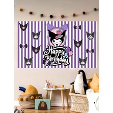 Kuromi Temalı Özel Doğum Günü Afişi Arka Fonu 60X100 Vinil -Branda -Pankart Doğum Günü Parti Seti Süsü