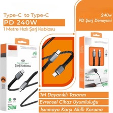 Type-C To Type-C Şarj Kablosu 240W 1 Metre | Dayanıklı ve Esnek Örgülü Kablo, Evrensel Uyum