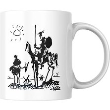 Don Kişot Kupa Bardak Coffee Mug Beyaz Kulplu Seramik Kupa