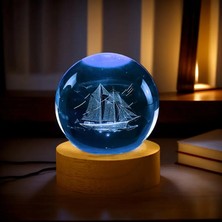 Kişiye Özel Yelkenli Gemi 3D Lazer Işlemeli Dekoratif Gece Lambası 8*6cm