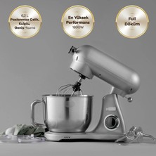 Powercast Chef Döküm Stand Mikser Silver Mutfak Şefi 1800W 6,2 Lt