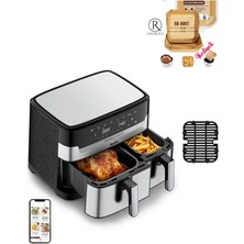 Easy Fry Çift Hazneli Yüksek Kaliteli Easy Fry & Grill Iki Sepetli Yağsız Fritöz+Pişirme Kağıdı
