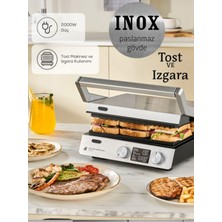 Karaca Döküm Plakalı Dijital Zaman ve Sıcaklık Ayarlı Steel Pro Sear Inox Gövdeli Izgara ve Tost Makinesi