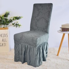 Upmall Jakarli Şal Desen Etekli Sandalye Örtüsü, Yüksek Kaliteli, Yıkanabilir, Esnekli, Lastikli 6 Adet